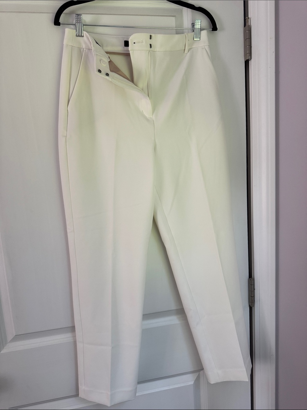 Express Cream Straight-Leg Tailored Pants